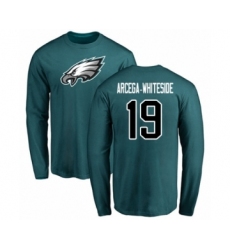 Philadelphia Eagles #19 JJ Arcega-Whiteside Green Name & Number Logo Long Sleeve T-Shirt
