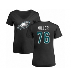 Women's Philadelphia Eagles #76 Shareef Miller Black Name & Number Logo Slim Fit T-Shirt