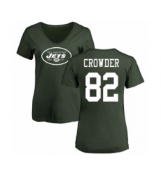 Football Women's New York Jets #82 Jamison Crowder Green Name & Number Logo T-Shirt