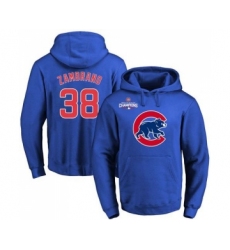 Cubs #38 Carlos Zambrano Blue 2016 World Series Champions Primary Logo Pullover MLB Hoodie