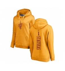 Basketball Women's Cleveland Cavaliers #1 Nik Stauskas Gold One Color Backer Pullover Hoodie