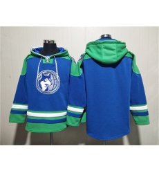 Men's Minnesota Timberwolves Blank Royal Lace-Up Pullover Hoodie