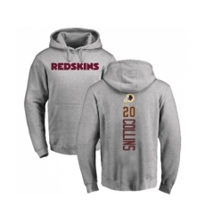 Football Washington Redskins #20 Landon Collins Ash Backer Pullover Hoodie