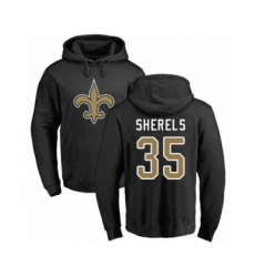 Football New Orleans Saints #35 Marcus Sherels Black Name & Number Logo Pullover Hoodie