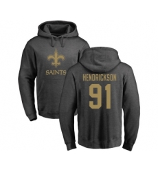 Football New Orleans Saints #91 Trey Hendrickson Ash One Color Pullover Hoodie