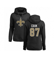 Football Women's New Orleans Saints #87 Jared Cook Black Name & Number Logo Pullover Hoodie