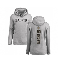 Football Women's New Orleans Saints #90 Malcom Brown Ash Backer Pullover Hoodie