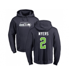 Football Seattle Seahawks #2 Jason Myers Navy Blue Name & Number Logo Pullover Hoodie
