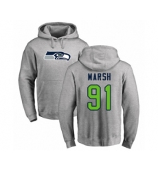 Football Seattle Seahawks #91 Cassius Marsh Ash Name & Number Logo Pullover Hoodie