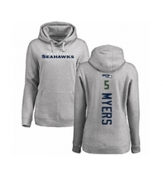 Football Women's Seattle Seahawks #5 Jason Myers Ash Backer Pullover Hoodie