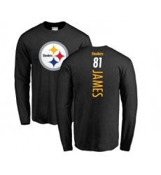 Football Pittsburgh Steelers #81 Jesse James Black Backer Long Sleeve T-Shirt
