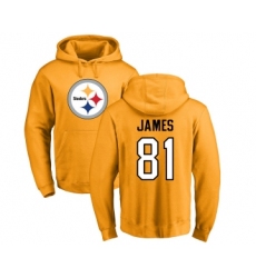 Football Pittsburgh Steelers #81 Jesse James Gold Name & Number Logo Pullover Hoodie
