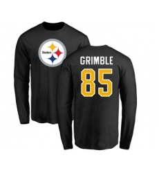 Football Pittsburgh Steelers #85 Xavier Grimble Black Name & Number Logo Long Sleeve T-Shirt