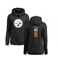 Football Women's Pittsburgh Steelers #45 Roosevelt Nix Black Backer Pullover Hoodie