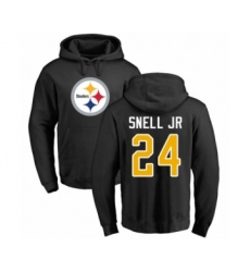 Pittsburgh Steelers #24 Benny Snell Jr. Black Name & Number Logo Pullover Hoodie