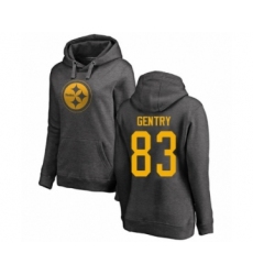 Women's Pittsburgh Steelers #83 Zach Gentry Ash One Color Pullover Hoodie