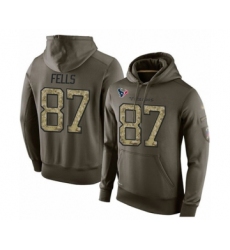 Football Men's Houston Texans #87 Darren Fells Green Salute To Service Pullover Hoodie