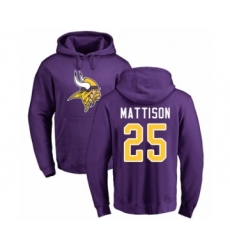 Football Minnesota Vikings #25 Alexander Mattison Purple Name & Number Logo Pullover Hoodie