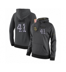 Football Women's Minnesota Vikings #41 Anthony Harris Stitched Black Anthracite Salute to Service Player Performance Hoodie