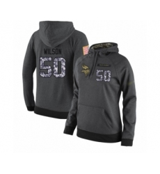 Football Women's Minnesota Vikings #50 Eric Wilson Stitched Black Anthracite Salute to Service Player Performance Hoodie
