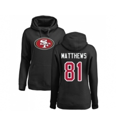 Football Women's San Francisco 49ers #81 Jordan Matthews Black Name & Number Logo Pullover Hoodie