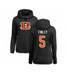 Football Women's Cincinnati Bengals #5 Ryan Finley Black Name & Number Logo Pullover Hoodie