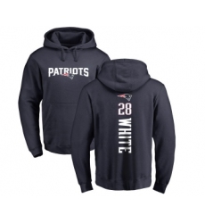 Football New England Patriots #28 James White Navy Blue Backer Pullover Hoodie