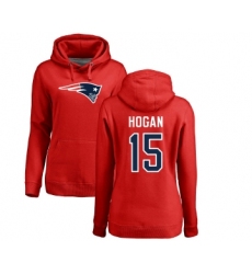 Football Women's New England Patriots #15 Chris Hogan Red Name & Number Logo Pullover Hoodie