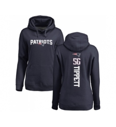 Football Women's New England Patriots #56 Andre Tippett Navy Blue Backer Pullover Hoodie