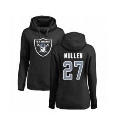 Football Women's Oakland Raiders #27 Trayvon Mullen Black Name & Number Logo Pullover Hoodie