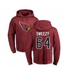 Football Arizona Cardinals #64 J.R. Sweezy Maroon Name & Number Logo Pullover Hoodie