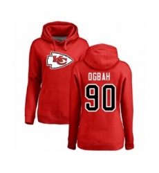 Football Women's Kansas City Chiefs #90 Emmanuel Ogbah Red Name & Number Logo Pullover Hoodie