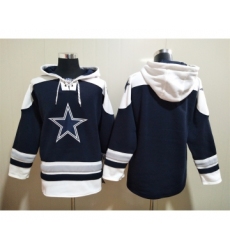 Men's Dallas Cowboys Blank Navy Blue Ageless Must Have Lace Up Pullover Hoodie
