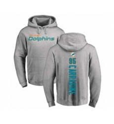 Football Miami Dolphins #95 Tank Carradine Ash Backer Pullover Hoodie