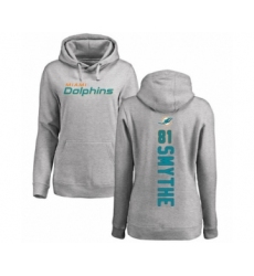 Football Women's Miami Dolphins #81 Durham Smythe Ash Backer Pullover Hoodie