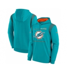 Men's Miami Dolphins 2021 Aqua Sideline Logo Performance Pullover Hoodie