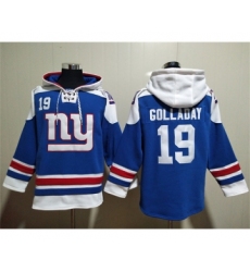 Men's New York Giants #19 Kenny Golladay Blue Lace-Up Pullover Hoodie