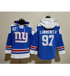 Men's New York Giants #97 Dexter Lawrence II Blue Ageless Must-Have Lace-Up Pullover Hoodie