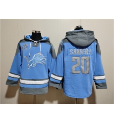 Men's Detroit Lions #20 Barry Sanders Blue Ageless Must-Have Lace-Up Pullover Hoodie