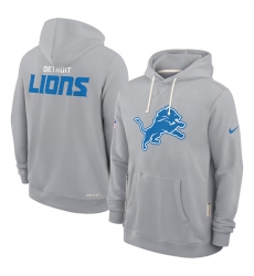 Men's Detroit Lions Gray Sideline Standard Issue Initial Home Dri-FIT Pullover Hoodie