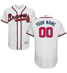 Men's Atlanta Braves Majestic Home White Flex Base Authentic Collection Custom Jersey