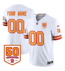 Men's Tampa Bay Buccaneers Active Player Custom White 2025 F.U.S.E. 50th Anniversary Patch Vapor Limited Football Stitched Jersey