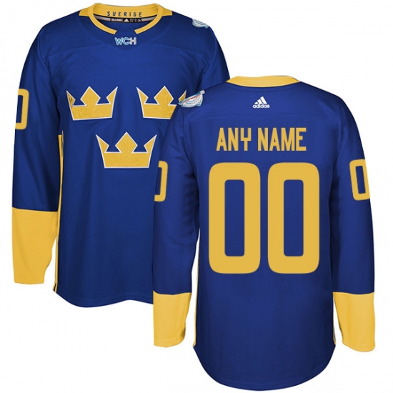 Men's Adidas Team Sweden Customized Premier Royal Blue Away 2016 World Cup of Hockey Jersey Men's Adidas Team Sweden Customized Premier Royal Blue Away 2016 World Cup of Hockey Jersey