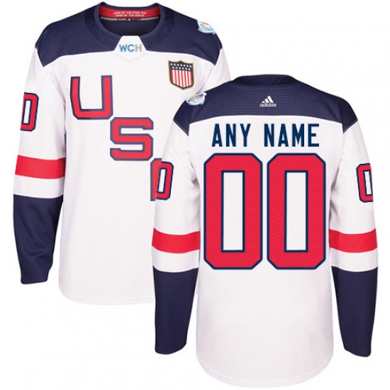 Men's Adidas Team USA Customized Authentic White Home 2016 World Cup Ice Hockey Jersey Men's Adidas Team USA Customized Authentic White Home 2016 World Cup Ice Hockey Jersey