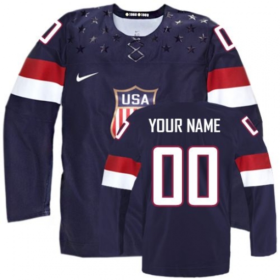 Men's Nike Team USA Customized Premier Navy Blue Away 2014 Olympic Hockey Jersey Men's Nike Team USA Customized Premier Navy Blue Away 2014 Olympic Hockey Jersey