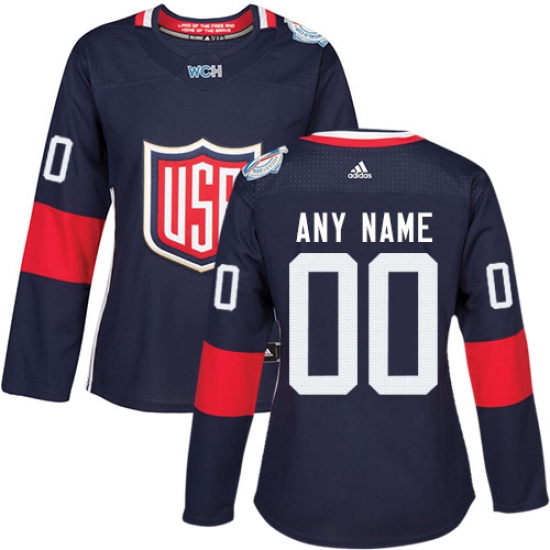 Women's Adidas Team USA Customized Authentic Navy Blue Away 2016 World Cup Hockey Jersey Women's Adidas Team USA Customized Authentic Navy Blue Away 2016 World Cup Hockey Jersey