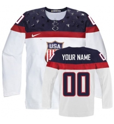 Women's Nike Team USA Customized Premier White Home 2014 Olympic Hockey Jersey