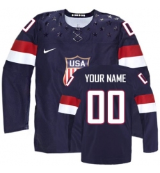 Youth Nike Team USA Customized Authentic Navy Blue Away 2014 Olympic Hockey Jersey