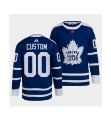 Men's Toronto Maple Leafs Black Custom Blue 2022 Reverse Retro Stitched Jersey