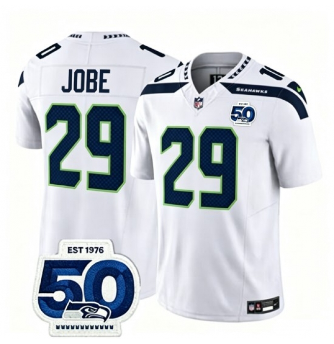 Men's Seattle Seahawks #29 Josh Jobe White 2026 F U S E Vapor Untouchable Limited Stitched Football Jersey